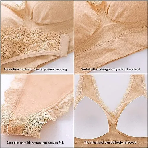 Vista 5 de Kendally - Brasier Kendally para mujeres mayores, Kendally, cómodo brasier con corsé frontal cruzado y hebilla lateral