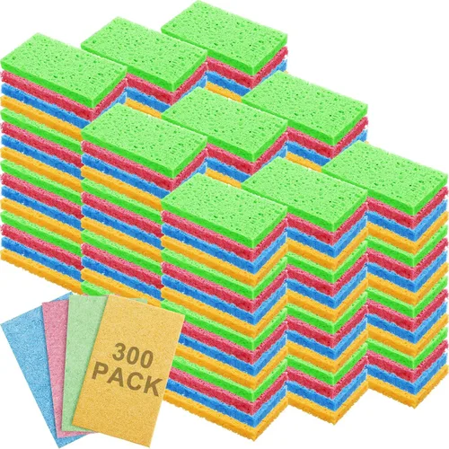 Vista 19 de Zhengmy 90 Pieces Sponges Bulk Sponges Kitchen Compressed Sponge Natural Dish Sponge Compressed Wood Pulp Cleaning Without Scratching for Kitchen