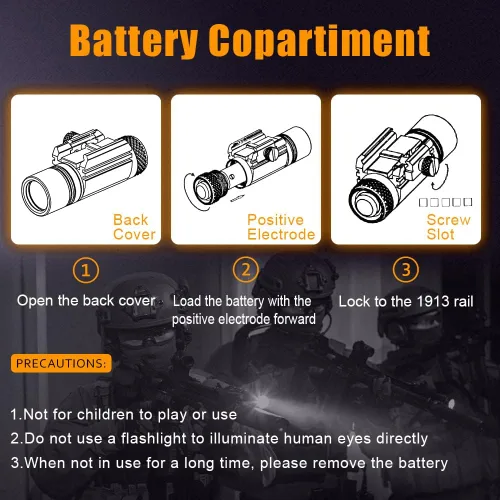 Vista 9 de SecurityIng 320LM - Luz compacta para rifle montada en riel, mini linterna táctica para escopeta Airsoft Ar Rifle R15, accesorio para pistola