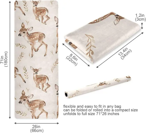 Vista 6 de Deer Yoga Mat Non Slip Thick Kids Eco Friendly Rubber Workout Foldable Yoga Mat Women Exercise