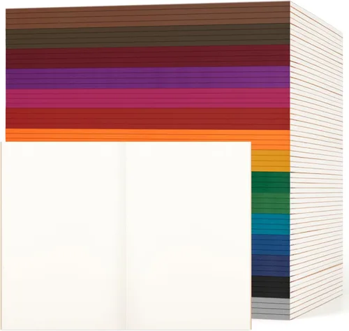 Vista 8 de Paquete de 30 cuadernos rayados a granel, cuaderno A5 de composición a rayas, 8.3 x 5.5 pulgadas, cubierta de papel kraft con espinas de arcoíris