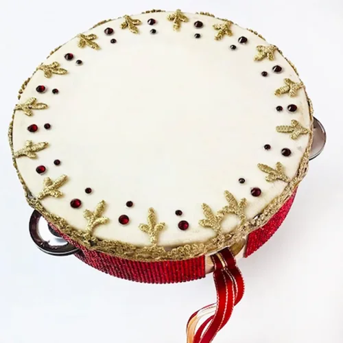 Vista 6 de Tosnail Paquete de 2 panderetas de mano de madera de 8 pulgadas, una hilera, 5 pares de jingles