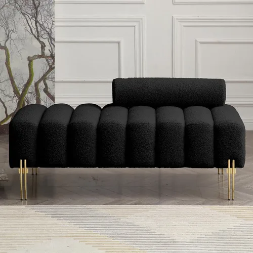 Vista 10 de NIOIIKIT Sofá biplaza moderno de 49.6 pulgadas, sofá tapizado con patas doradas y respaldo ajustable, sofás pequeños de piel sintética para Blanco