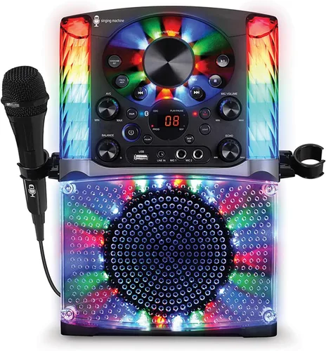 Máquina de karaoke Singing Machine SML625BTBKD, sistema de karaoke portátil Bluetooth CD+G, negro