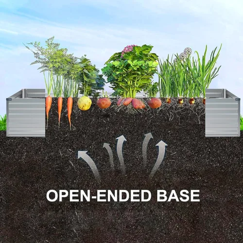 Vista 6 de 2 camas de jardín elevadas galvanizadas de 8 x 2 x 1 pies, kit de cama elevada de graden, cama cuadrada de metal para jardín, maceta grande elevada