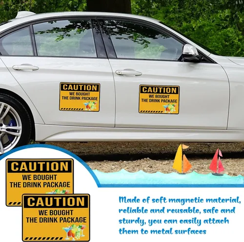 Vista 7 de LEIFIDE 2 piezas de imanes de puerta de crucero, decoraciones grandes de precaución, divertidas calcomanías de cabina para carnaval, puerta