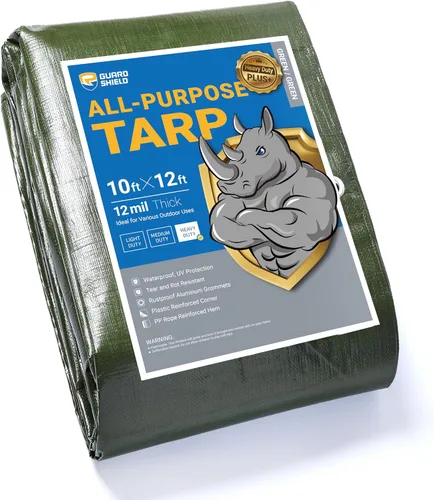 Vista 54 de GUARD SHIELD Lona beige de 8 x 10 pies, lonas grandes resistentes para exteriores, cubierta de lona de 12 mil