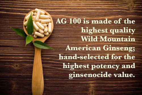 Vista 2 de AG 100 -Cápsulas de ginseng americano salvaje 100% puro