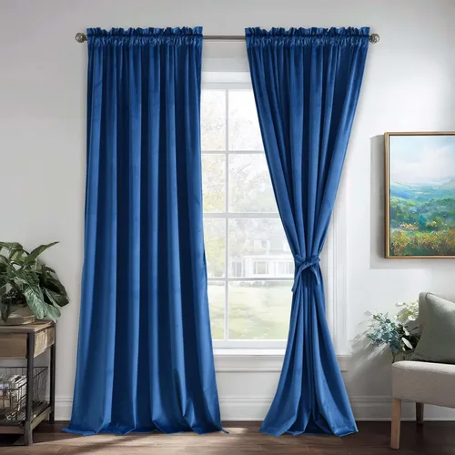Vista 67 de JIUZHEN Cortinas de terciopelo rosa de 108 pulgadas para sala de estar, cortinas opacas extralargas para dormitorio, bolsillo para barra, protección