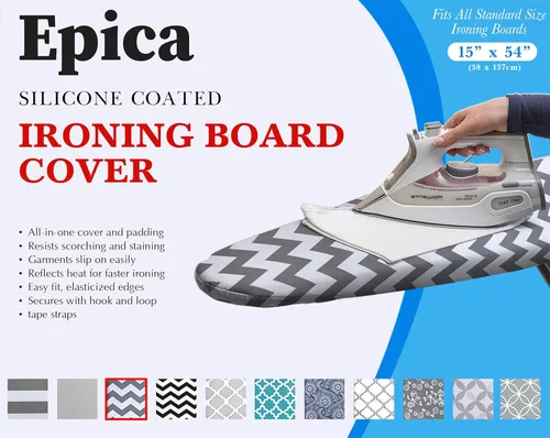 Vista 2 de Epica - Funda para tabla de planchar con revestimiento de silicona, resistente a la abrasión y a las manchas, de 15 x 54 pulgadas