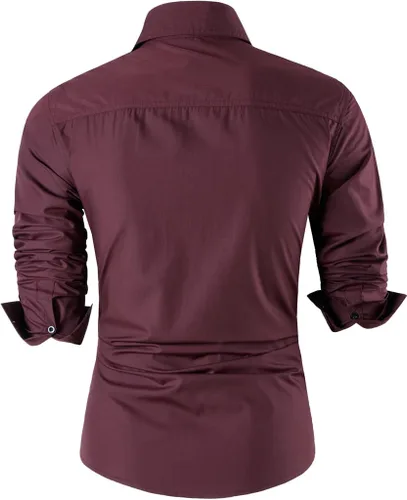 Vista 67 de jeansian - Camisas de manga larga de ajuste entallado para hombre (8397), con botones, informales y de vestir.