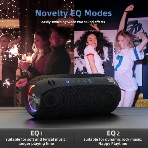 Vista 5 de Altavoces Bluetooth, altavoz portátil inalámbrico de 40 W IPX7 impermeable con estéreo fuerte, graves profundos, luces LED, altavoz Bluetooth 5.2