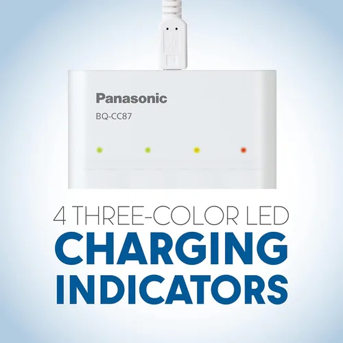 Vista 4 de Panasonic BQ-CC87ABBA Eneloop - Cargador de batería individual avanzado con tecnología de carga portátil, color blanco