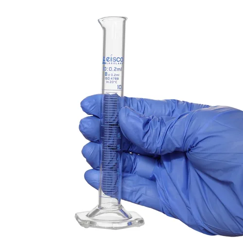 Vista 5 de Cilindro graduado, 0.3 fl oz - Tolerancia clase B ± 0.0 fl oz - Base hexagonal - Graduaciones azules - Vidrio de borosilicato 3.3 - Eisco Labs