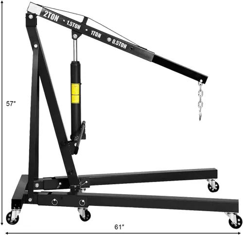 Vista 7 de Goplus - Grúa plegable para motor con capacidad para 2 toneladas, plataforma elevadora, para taller, de acero resistente y 6 ruedas de hierro