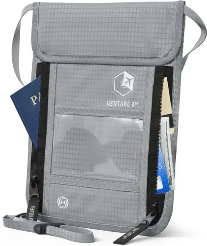 Vista 20 de VENTURE 4TH Billetera de Cuello, Portapasaporte con Bloqueo RFID para Viaje – Bolso Oculto con 6 Compartimentos, Organizador Delgado y Ligero