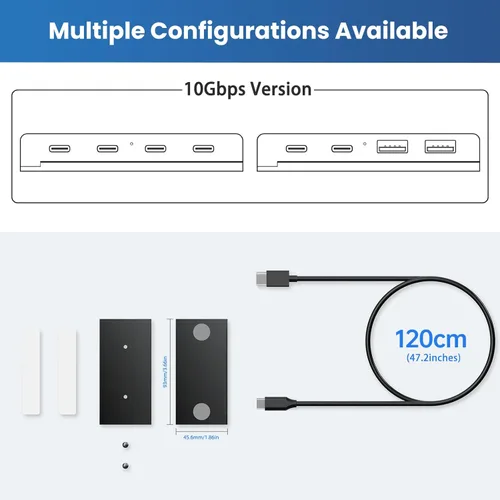 Vista 7 de EJAY Hub USB 3.0 magnético de 4 puertos con velocidad de 5 Gbps, adaptador USB de aluminio para MacBook/portátil/escritorio, montaje magnético