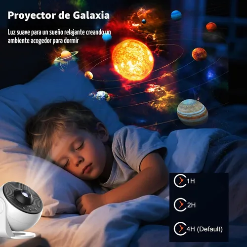 Vista 4 de Proyector Galaxy Pro para dormitorio, proyector de estrellas de planetario, luz de galaxia con 13 discos Galaxy reemplazables 4K, rotación de 360°