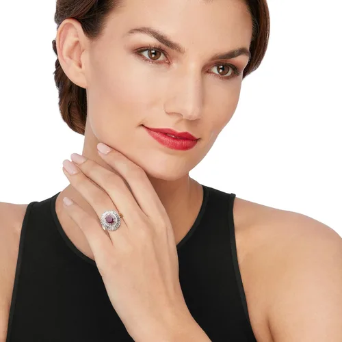 Vista 2 de Ross-Simons 1.50 Carat Ruby and 2.00 ct. t.w. White Topaz Ring in 18kt Gold Over Sterling