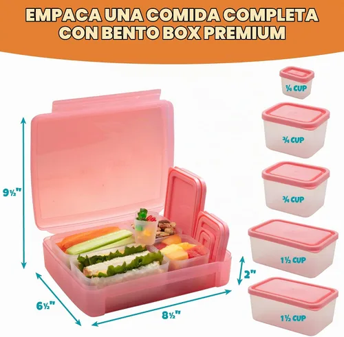 Vista 3 de BENTOLOGY - Lonchera Bento a prueba de fugas con 5 recipientes extraíbles - Fruta/Multicolor