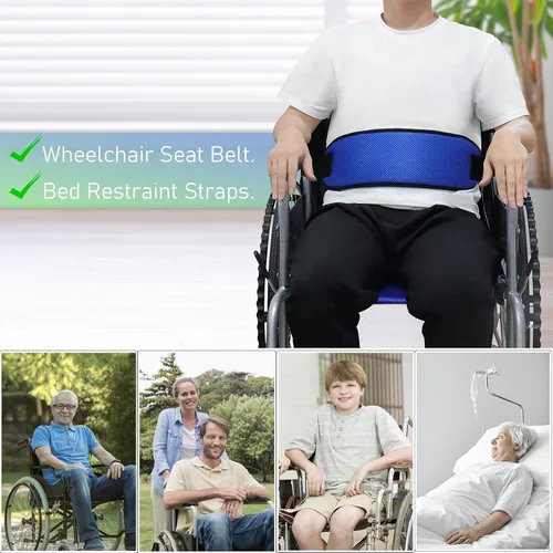 Vista 2 de Cinturón de seguridad para silla de ruedas, correas de restricción médica, arnés de seguridad para pacientes, correa de regazo de cintura