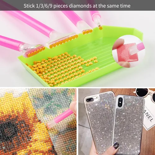 Vista 4 de OUTUXED 117pcs 5D DIY Diamond Painting Tools and Accessories Kits with Diamond Embroidery Box and Multiple Sizes Painting Pens for Adults to Make