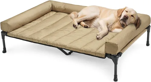 Vista 29 de Veehoo Cama elevada refrescante para perro que incluye cojín de refuerzo extraíble e impermeable, cuna elevada para mascotas con malla Teslin