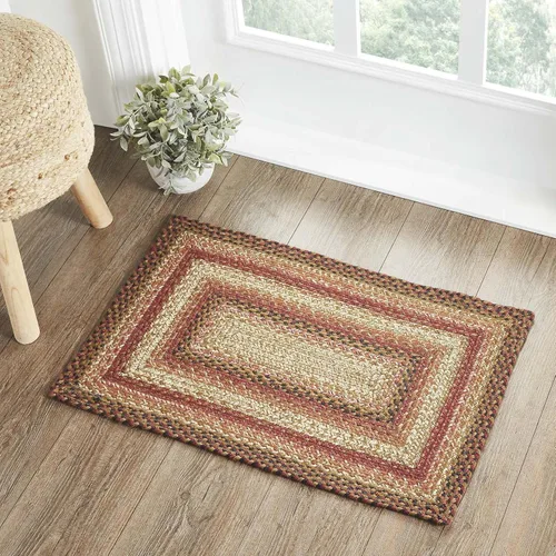 Vista 8 de VHC Brands Alfombra de especias de jengibre, mezcla de yute, medio círculo, bronceado rojo naranja, 16.5 x 33 pulgadas