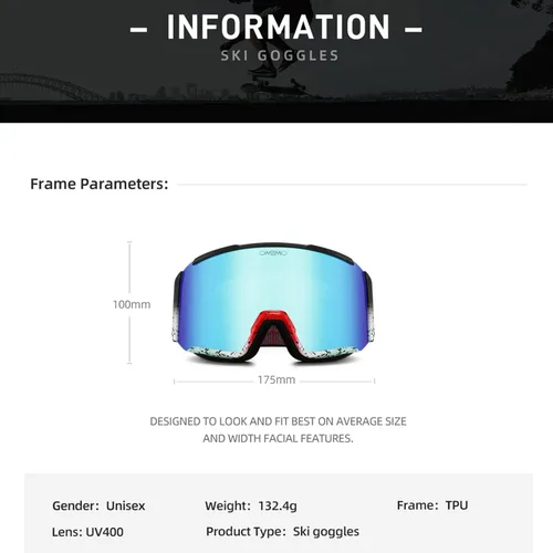 Vista 3 de OMEKOL Gafas de esquí antivaho de doble capa OTG para hombres mujeres gafas de snowboard