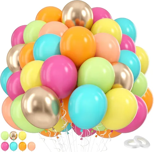 Vista 10 de Funhot Juego de globos beige, 60 globos de cumpleaños nude, globos de doble relleno de color blanco arena albaricoque de 12 pulgadas, globos neutros
