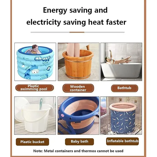 Vista 6 de Calentador de inmersión de ebullición rápida de 2000 W: compacto y portátil, apagado automático de seguridad, diseño resistente al óxido para baños