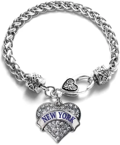 Vista 39 de Pulsera de plata con dije de corazón pavé con joyas de circonita cúbica