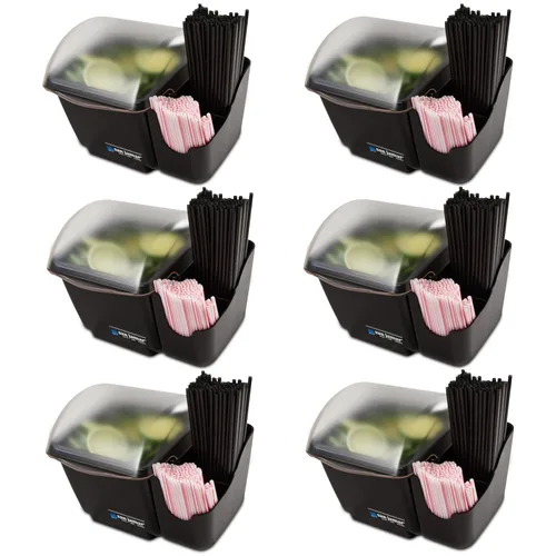 Vista 2 de San Jamar BD2002CAR - Centro de decoración de cúpula pequeña con bandeja refrigerable y carrito para mano derecha (1 cuarto de galón, negro, NSF)