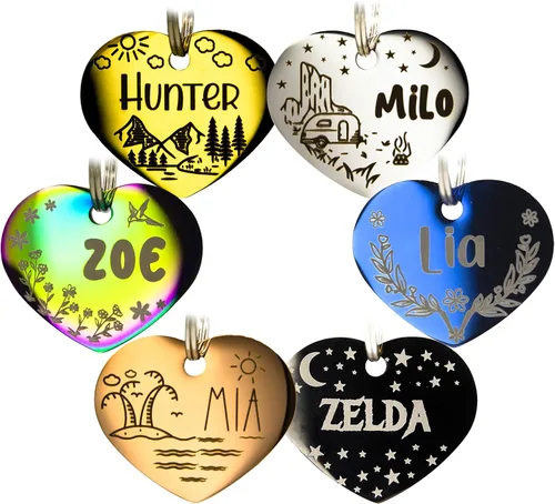 Vista 9 de Placa de identificación personalizada para perro con 5 líneas con grabado personalizado y profundo de acero inoxidable duradero, tamaño pequeño