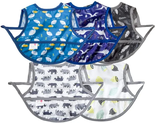 Vista 11 de Joyo roy Baberos para bebés a prueba de desorden para comer, baberos impermeables para niños, suaves, lavables a máquina, babero de manga larga de 1