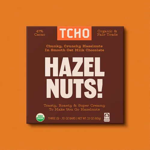 Vista 8 de TCHO Hazel Nuts! Oat-Milk Chocolate Bars (3 pack) Plant Based, Organic & Fair Trade Non GMO, Non-Dairy, Vegan, Soy Free (2.1oz each)
