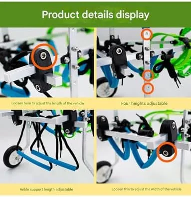Vista 3 de Adjustable Dog Wheelchair, Suitable for Pets with Inconvenient Hind Legs, Soft Harness, Light Weight and Easy to Assemble