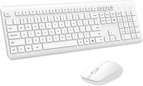 Vista 10 de Combo de teclado y mouse inalámbricos, teclado ergonómico silencioso de tamaño completo y mouse óptico, batería de larga duración, teclado de mouse