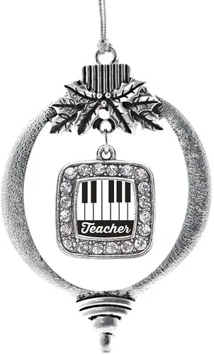 Vista 190 de Inspired Silver - Adorno de flor de iris - Adornos navideños con dije cuadrado de plata con joyas de circonita cúbica