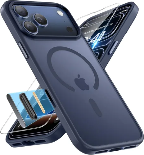 Vista 141 de Miracase - Funda magnética para iPhone 13 de 6.1 pulgadas (compatible con MagSafe) (con 2 protectores de pantalla), protección de grado militar