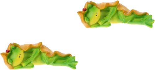 Yardwe 2 pcs Sleeping Frog Ornament Cake Ornament Frogs Cake Decorating Frog Shelf Sitter Micro Garden Figurine Desk Frog Ornament froggarden Statue