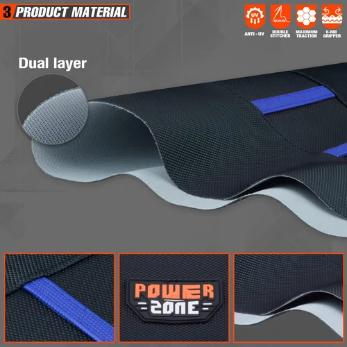 Vista 4 de Universal Funda de Asiento para Moto de Cross - Fundas de Asiento de Goma Suave Acanalada para Motocross Enduro Azul