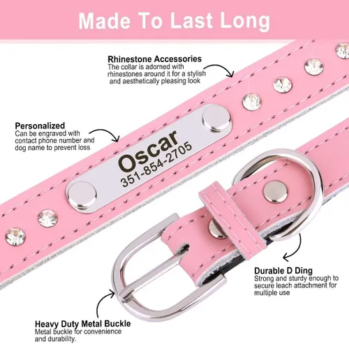 Vista 41 de Collares de perro personalizados, collar de perro de cuero suave y duradero, collar de perro personalizado con placa de nombre, collar de perro azul