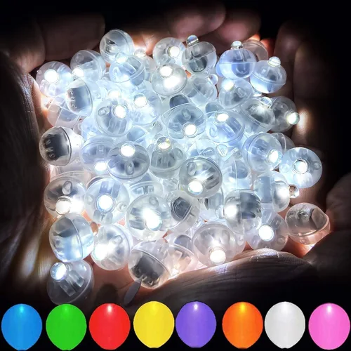 Vista 14 de 50 luces led verdes para globos, pequeñas luces led redondas para faroles de papel, fiestas de cumpleaños, eventos, decoración de bodas