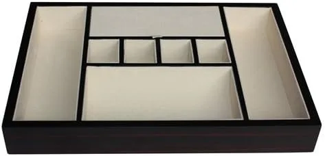 Vista 3 de TimelyBuys Bandeja de valet de madera de nogal de ébano para escritorio, cómoda, cajón, monedas, para llaves, teléfono, joyas, relojes y accesorios