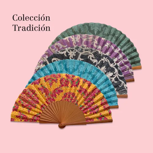 Vista 5 de Spanish Fan Black Bobbin - Madera y Algodón - 9.1 in - Estuche y funda de yute - Accesorio de moda - Hecho a mano en España - Eventos y regalos