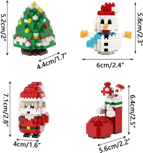 Vista 6 de Anditoy Paquete de 4 juguetes de bloques de construcción de Navidad para niños, niñas y adolescentes, regalos de Navidad, rellenos de calcetines