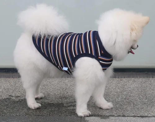Vista 3 de Camisetas a Rayas de Taza de Té para Perros Mascotas, Chaleco de Algodón 100% para Perros y Gatos Pequeños, Ropa sin Mangas para Cachorros