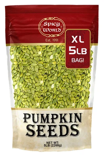 Vista 9 de Bolsa de 2 LB de semillas de calabaza crudas - peladas, grado AAA, sin sal, secas, veganas, bolsa a granel de Spicy World