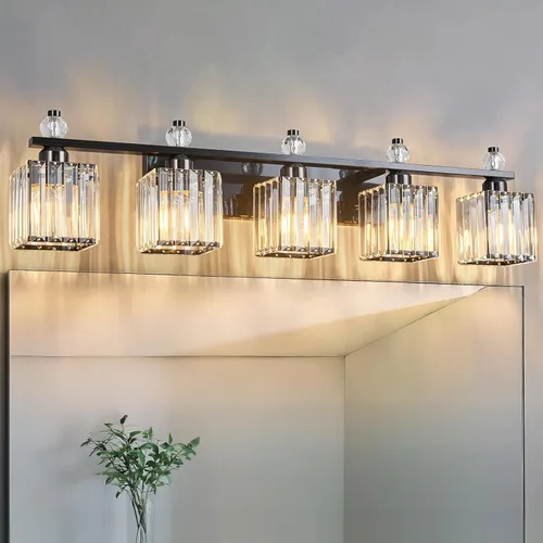 Vista 21 de Luces de Tocador de Baño 2-Luz Placado Negro Iluminación Moderna de Cristal para Tocador sobre Espejo Accesorios de Iluminación de Tocador